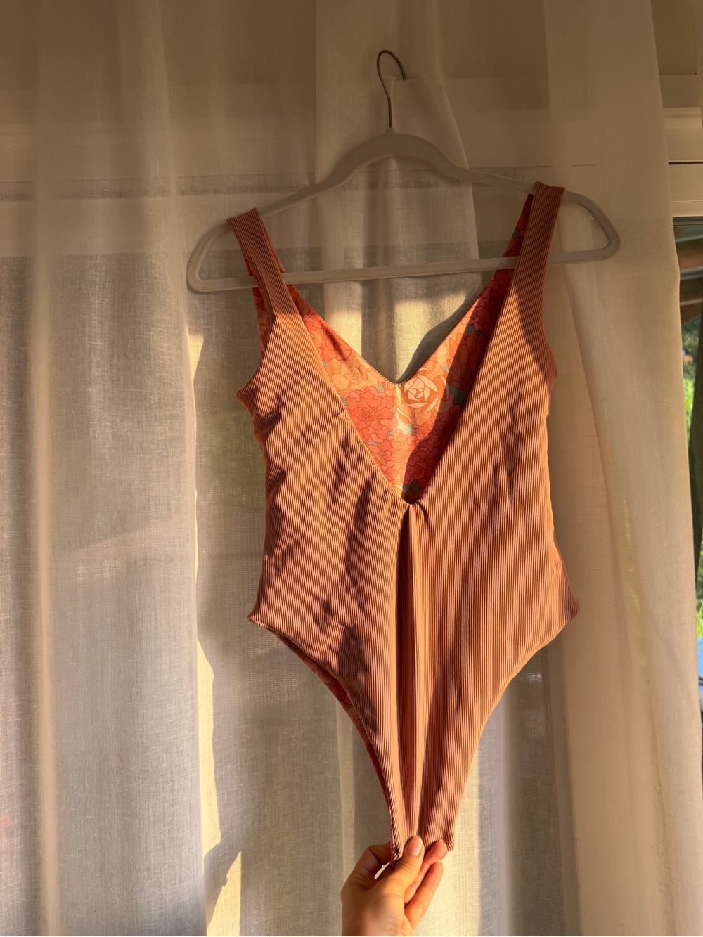 Rust Ribbed One-Piece Swimsuit - Picture 2 of 2